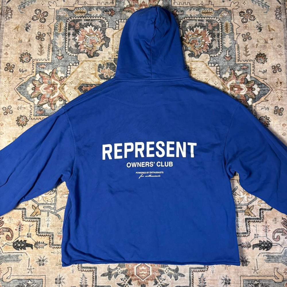 Represent Owners Club Hoodie Gym Cobalt Blue Oversized Streetwear Mens Medium